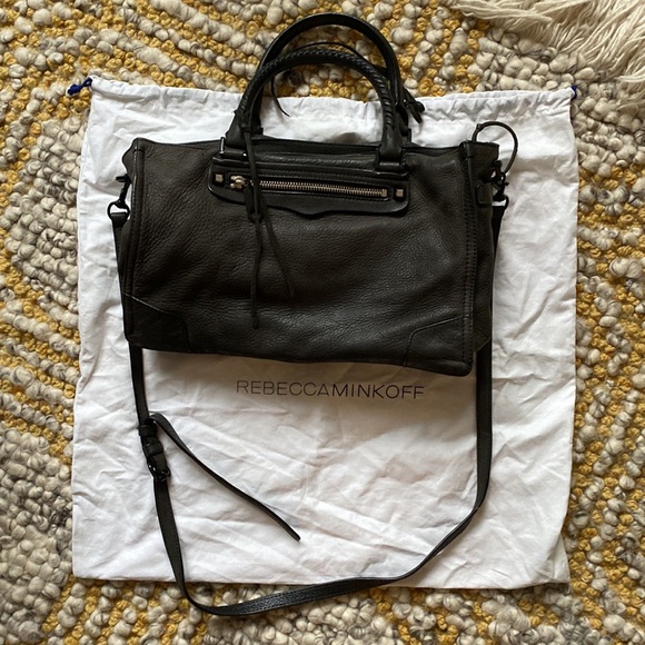 Rebecca Minkoff Regan Bag Black Nubuck Crossbody Satchel - Picture 2 of 11